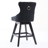 Swivel Velvet Barstools with Button Tufted Decoration and Wooden Legs, and Chrome Nailhead Trim, W1143P241332