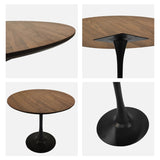 ZUN 31.5" Walnut color Round Dining Table, Tulip Table Kitchen Dining Table 2-4 People with MDF Table W2189131851