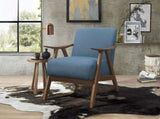 Modern Home Furniture Blue Fabric Upholstered 1pc Accent Chair Cushion Back and Seat Walnut Finish B01172866