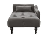 Aijia 60.6" Velvet Chaise Lounge Buttons Tufted Nailhead Trimmed Solid Wood Legs with 1 Pillow,Grey W111740810
