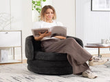 30"W Modern Round 360&deg Swivel Barrel Accent Chair with Pillow, Chenille Upholstered Comfy Barrel W3118P384514