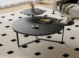 Modern coffee table with two display shelves, Black Faux marble surfaces, Tripod-inspired N735P177472B