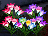 4 packs of solar lights, with 16 larger artificial lilies, multi-color color changing lights, solar 34577236