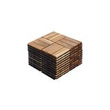 30 PCS Interlocking Deck Tiles Checker Pattern, 12" x 12" Square Yellow Acacia Hardwood Outdoor 48448953