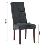 ZUN Dark Grey Linen Upholstered Dining Chair High Back, Armless Accent Chair with Wood Legs, Set Of 2 W1516P182405