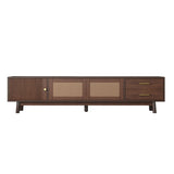 Mid Century Modern TV Stand for 80" TVs, Entertainment Center with Sliding Doors and Drawers, TV N710P257617P