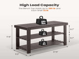 Shoe Rack Bench, 3-Tier Bamboo Storage Organizer, Brown 52614899