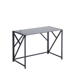 ZUN Tempered Black Glass Computer Desk, Laptop Desk, PC Laptop Table with Metal Frame, Writting Desk W171891788