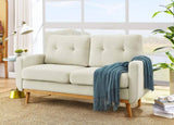 67.7" Wide Mid-Century Modern Upholstered Tufted Loveseat Sofa With Wooden Legs B343P320253