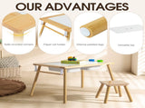Children's Sensory Table with Stool, Kids Activity Table with 2 Storage Bins & 2 Pen Holders & Paper 95960477