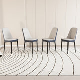 47-63" expandable circular dining tables , equipped with 6 PU fabric thick cushioned dining chairs 28870621