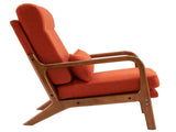 High Back Solid Wood Armrest Backrest Iron Frame Linen Indoor Leisure Chair 38814558
