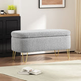 Oval Storage Bench for Living Room Bedroom End of Bed, Upholstered Storage Ottoman Entryway Bench N769P195486G