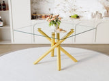 37.8" Round Tempered Glass Bar Table with Gold Metal Cross Legs 71579936