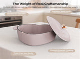 Enameled cast iron heart-shaped cooking pot, 24 cm inner diameter, 4 QT, gold heartshaped handle, 47502047