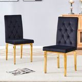 2 piece dining chairs.The gold metal legs complement the black velvet, showcasing a perfect blend of W1151131994