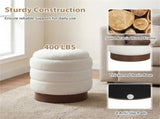 Round Rotating Storage Footstool with Solid Wood Frame, No Assembly Required Makeup Chair with 5.5 89655409