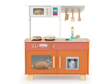 Orange Kids Play Kitchen with Realistic Faucet & Ice Dispenser, Anti-Tipping Pretend Cooking Set for 34281002