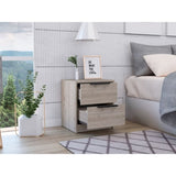 Kaia Nightstand , End Table, Side Table Two Drawers, Metal Handle -Light Gray B20091875