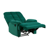 Reclining Chair Green Velvet Upholstery Square Tufted Back Pillowtop Arms Solid Wood Furniture B011P182494