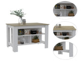 Rockaway 3-Shelf Kitchen Island White and Light Oak B06280060