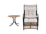 3 Pieces Wicker Outdoor Patio Furniture Set with Lounge Chair, Balcony Chairs Table Set with N780P209442N