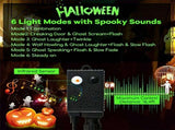 4.5 FT Pre-Lit Black Halloween Tree with 65 Ghost Cold White Lights & 65 Pumpkin Orange Lights, 04349975