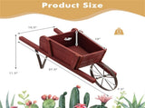 2 In 1 Wheelbarrow PlanterWooden Wagon Planter with 9 Magnetic Accessories for Garden Yard 42531482