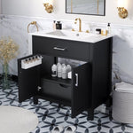 ZUN 30-Inch Bathroom Vanity with Ceramic Sink and Ample Storage - The Perfect Choice for Small Bathrooms WF530809AAB