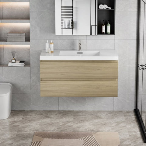 ZUN 42" Floating Bathroom Vanity with Sink, Modern Wall-Mounted Bathroom Storage Vanity Cabinet with W1573P152700