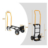 Hand Truck Dual Purpose 2 Wheel Dolly Cart and 4 Wheel Push Cart with Swivel Wheels 330 Lbs Capacity W22758805