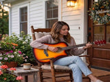 Sunset color 38-inch Acoustic Guitar with Picks, Strings, Capo, Case, Tuner, and Strap 82792683