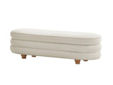 One Size Oval Channel Storage Bench with Wooden Ball Feet, Cream B035P600797