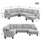 ZUN [New] 108*85.5" Modern U Shape Sectional Sofa, 7 Seat Fabric Sectional Sofa Set 02114155