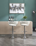 Set of 2 Bar Stools,with Chrome Footrest and Base Swivel Height Adjustable Mechanical Lifting Velvet W1249P247722