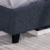 King Size Navy Blue Denim Squares Upholstered Platform Bed B108P155251