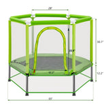 ZUN 55'' Toddlers Trampoline with Safety Enclosure Net and Balls, Indoor Outdoor Mini Trampoline for 57649214