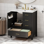 ZUN 30" Black Bathroom Vanity with Sink Combination Set, Bathroom Storage Cabinet with Soft Close Door, N729P177787B