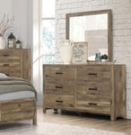 ZUN Rustic Style Dresser w 6 Storage Drawers Weathered Pine Finish Wooden Bedroom Furniture B011134289