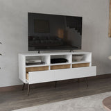 Aranjuez 47" Wide Tv Stand with Three Drawers, Three Open Shelves, Living Room, Tv Room White B070P254789