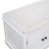 Storage Bench with 4 Doors and Adjustable Shelves, Shoe Bench with Removable Cushion for Living 20154012