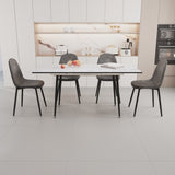 47"-63" extendable MDF modern dining and chair set, suitable for 2-6 people, white dining 43721840