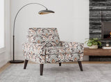 Enna Accent Arm Chair in Amber Damask Pattern with Dark Brown Solid Wood Legs B127P409852