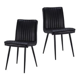 ZUN Faux Leather Dining Chairs set of 2, Carbon Seel Metal Frame Leg, Black 61264021