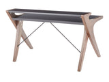 Archer Contemporary Desk in Walnut Wood with Grey Wood Top B202P223955