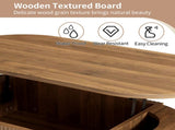 Fluted Lift Top Coffee Table with Hidden Compartment, Wooden Center Table, Modern Oval Lift Tabletop W2641P449066