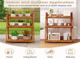 Acacia Wood 3-Tier Ladder Plant Stand, Foldable Indoor Outdoor Display Rack 15875335