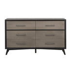 ZUN Classic 1pc Bedroom Storage Dresser of 6 Drawers Black Gray Finish Modern Wooden Furniture Tapered B011P178525