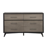 ZUN Classic 1pc Bedroom Storage Dresser of 6 Drawers Black Gray Finish Modern Wooden Furniture Tapered B011P178525