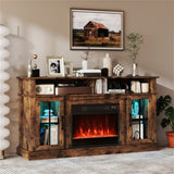 58" TV Stand with RGB Fireplace Rustic Brown- Smart App Remote Control, 4777 BTU Heater 89848324